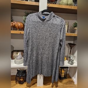 Apt 9 Asymmetrical Long Sleeve Cowl Neck Tunic in Gray Size XL
